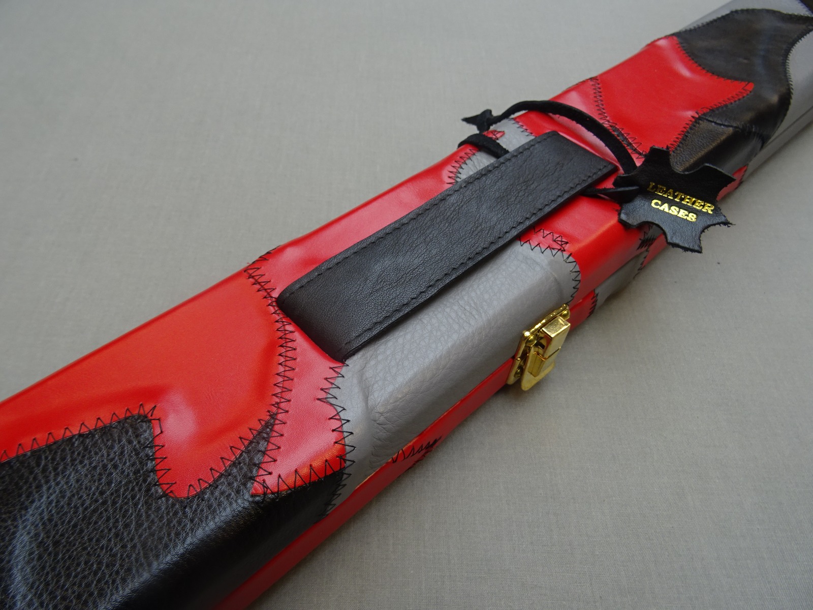 Ton Praram III Leather Case – 1 pc Double - Patch – Red / Black / Grey