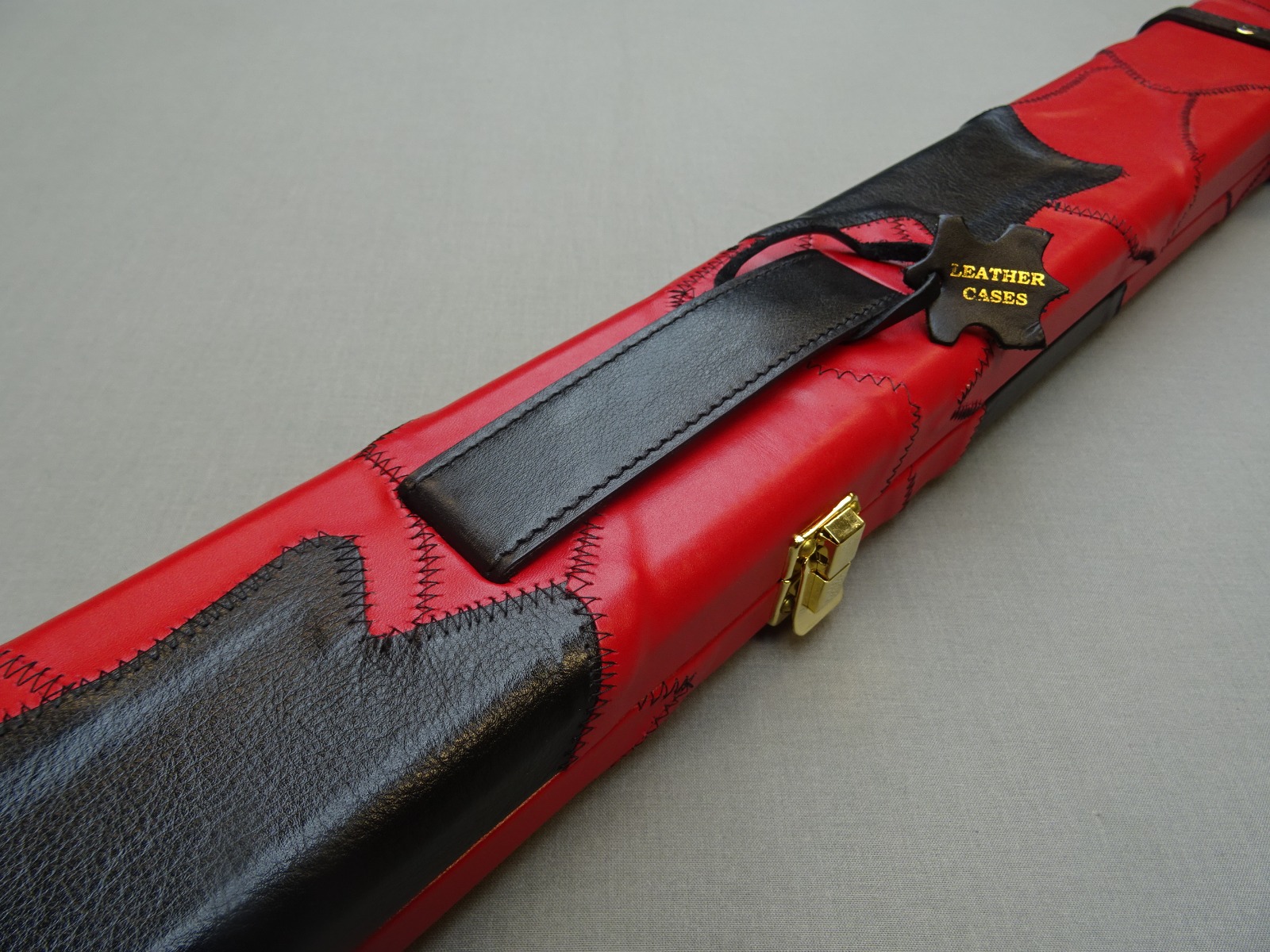 Ton Praram III Leather Case – 1 pc Double - Black & Red Patch